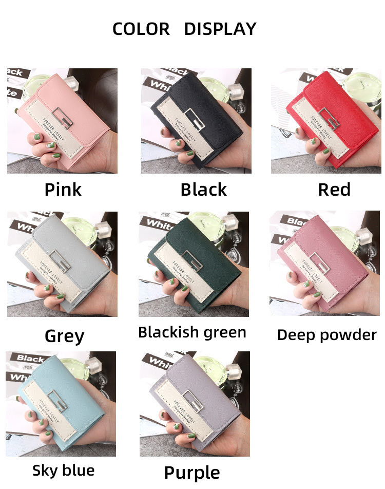 Letter Detail Small Wallet Cute Fold Faux Leather Wallet With Card Slots Id Window