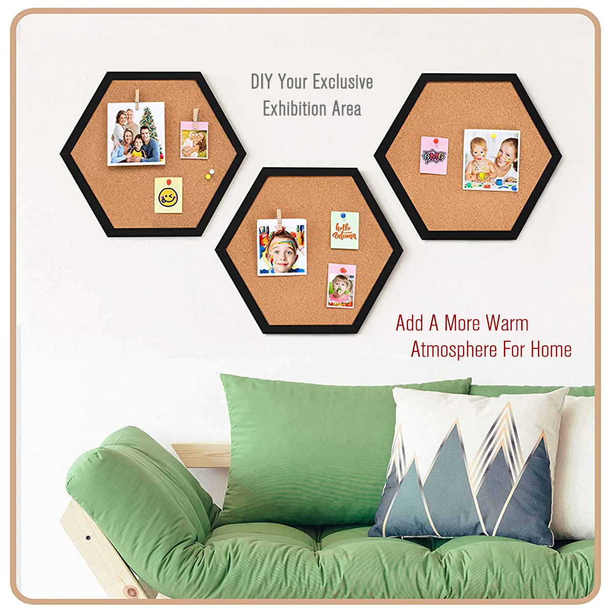 Hexagon Cork Stickers Diy Decorative Postcard Wall Cork - Temu