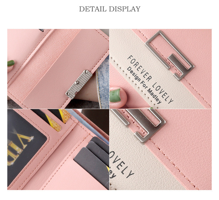 Letter Detail Small Wallet Cute Fold Faux Leather Wallet With Card Slots Id Window