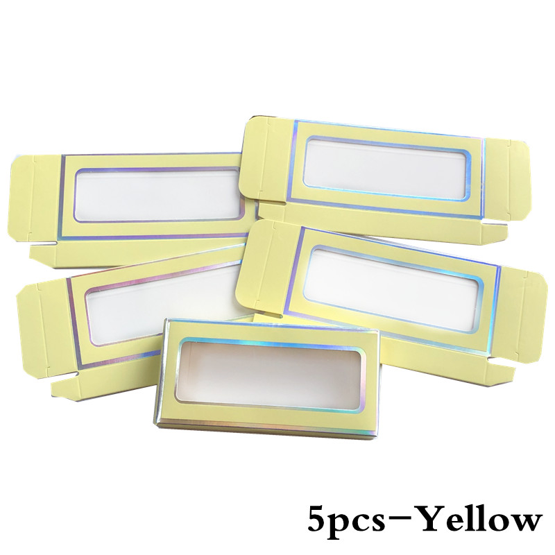 5 Pcs Paper Lash Boxes Pink Yellow for 25mm Mink Lashes