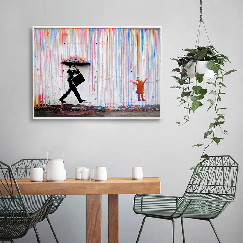 Canvas Print Poster Flower Thrower Banksy Canvas Painting - Temu