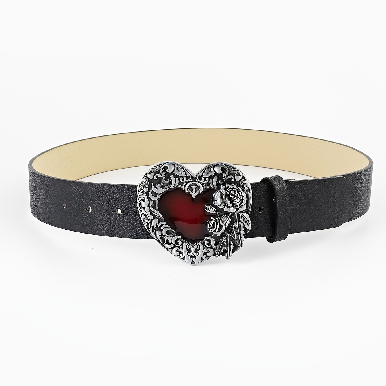 Amor Vaquero  Rose Detail & Heart Buckle Belt ( Brown )