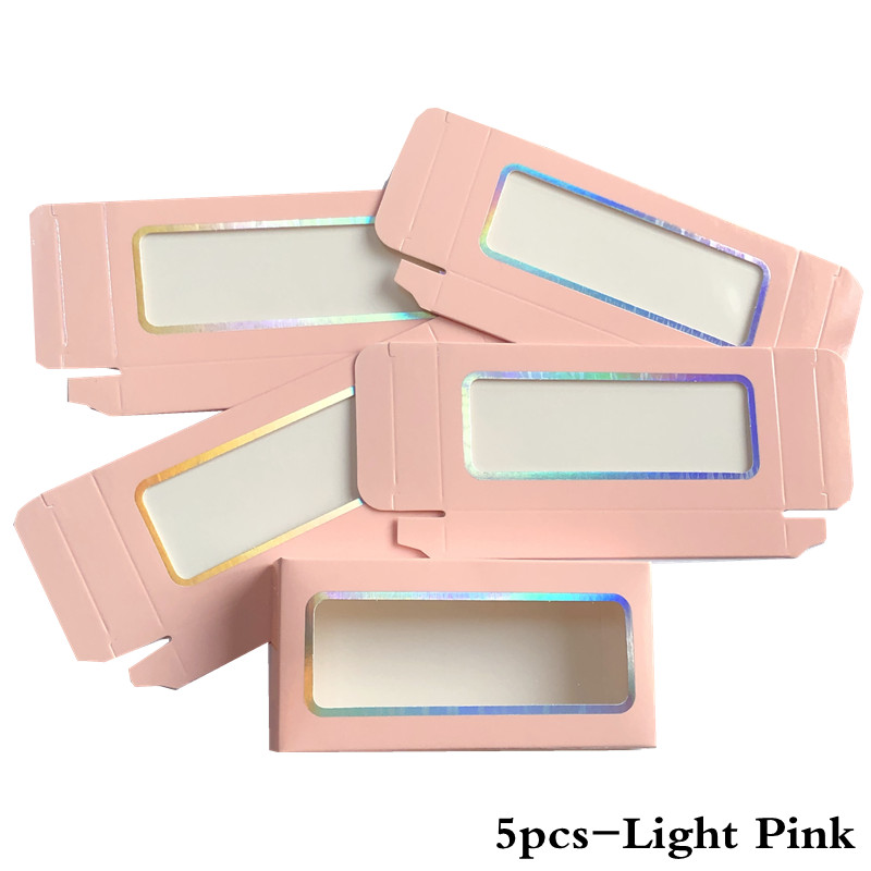 5 Pcs Paper Lash Boxes Pink Yellow for 25mm Mink Lashes