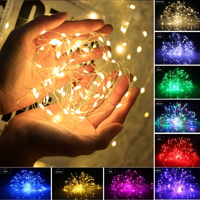 

1pc 1m / 2m / 3m Led Fairy Lights Battery Operated 3 Modes String Lights, Waterproof Silver Wire 20 Led Firefly Starry Moon Lights For Diy Wedding Party Bedroom Patio Christmas, Battery Included