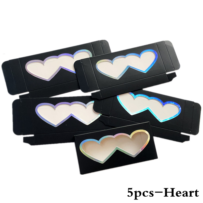 5 Pcs Paper Lash Boxes Pink Yellow for 25mm Mink Lashes