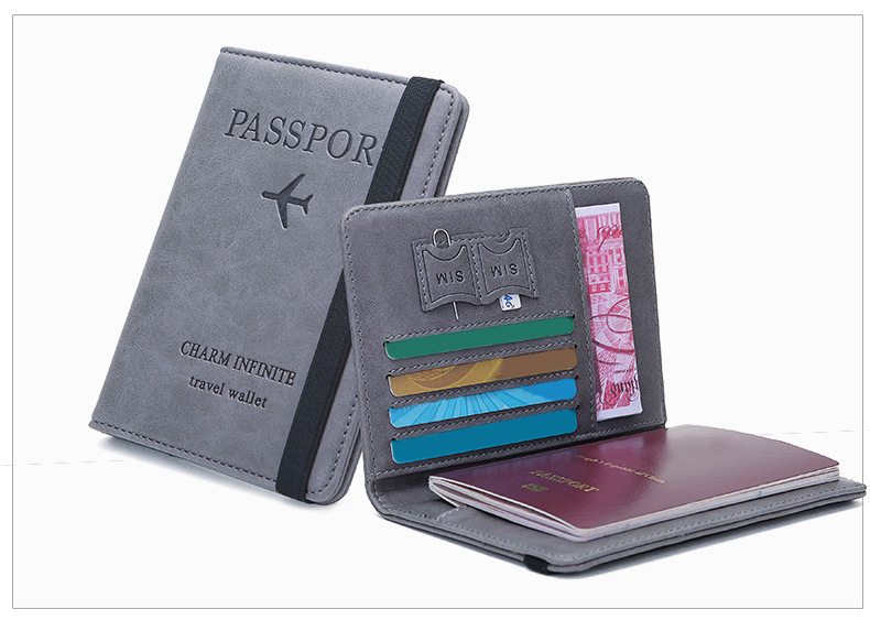 passport folder rfid anti theft swipe passport card bag multi functional folder ticket storage bag details 19