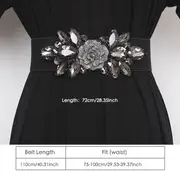 flower beaded elastic cummerbunds female dress corsets waistband belts decoration wide belt details 0