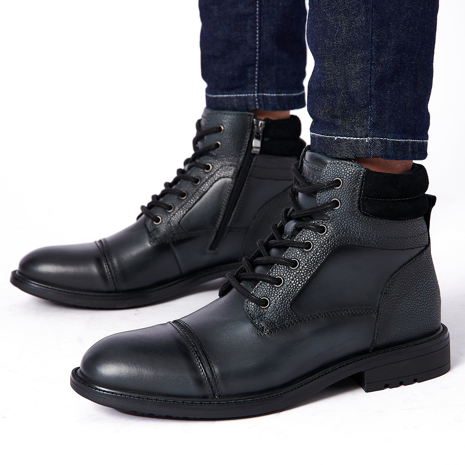 Comprar Botas altas para hombre con punta puntiaguda, botas de sauce para  hombre, zapatos de cuero, talla 39-46