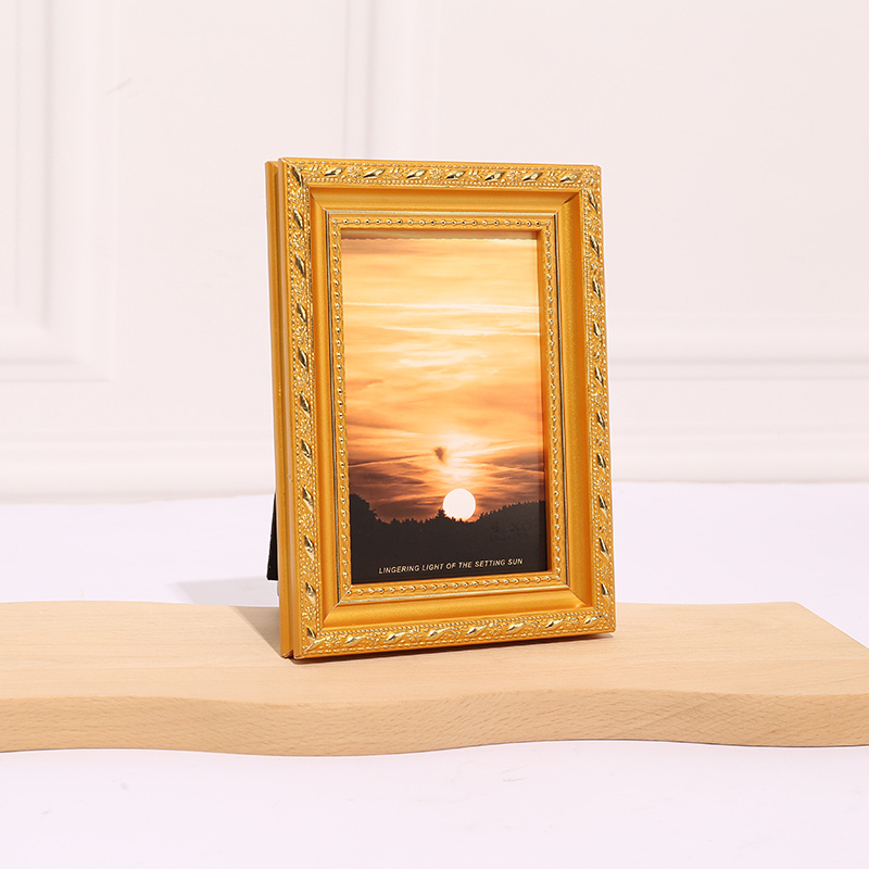 Golden Border Photo Frame Set Table Office Desktop Framed Temu