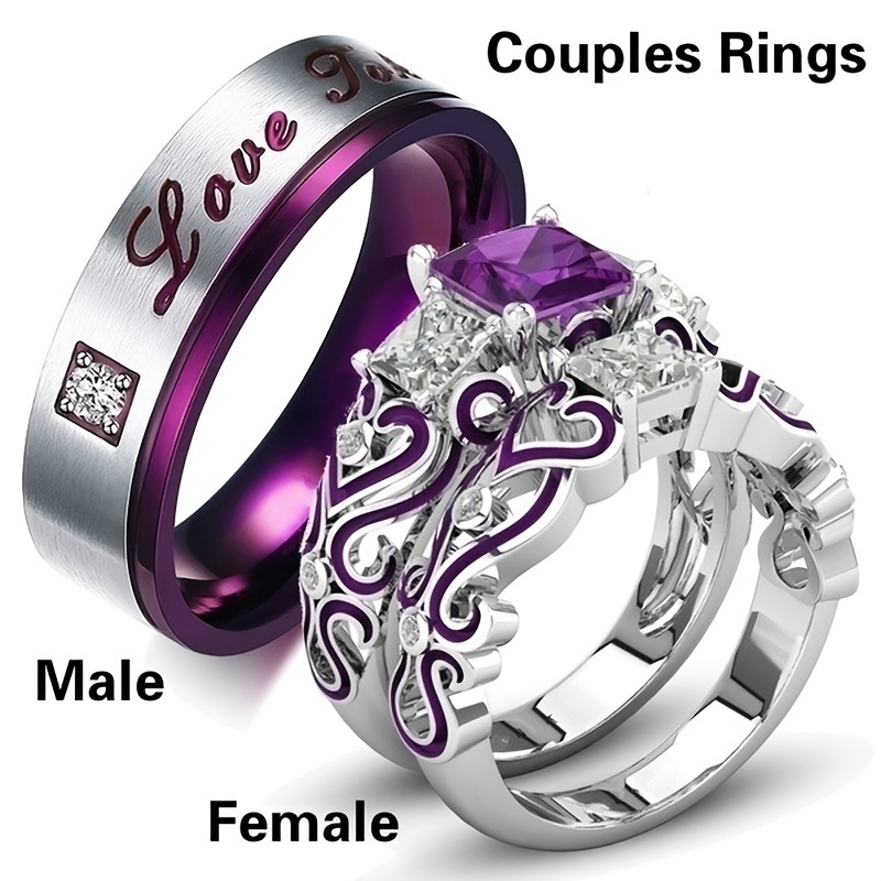 

New Men's Fashion Purple Couple Stainless Steel Rings For Wedding Engagement