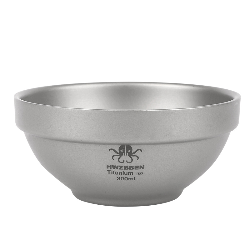  Echeson 2PCS Outdoor Pure Titanium Tableware Portable Single  Layer Camping Bowl (Size : 400ML B) : Sports & Outdoors