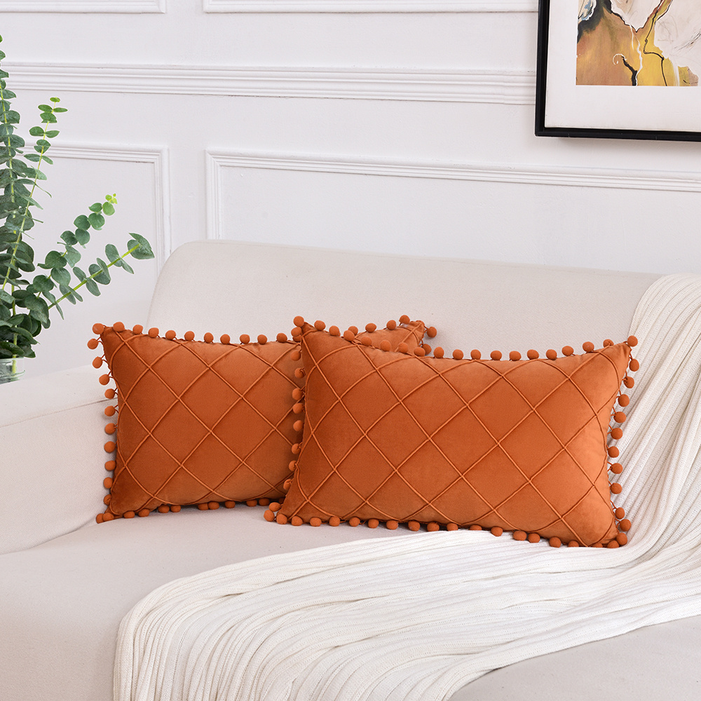 Light Brown 18 X 18 Throw Pillow Checkered Pillow Soft Throw Boho Pillow  Covers Decorative Pillow Cover Sofa Pillows 