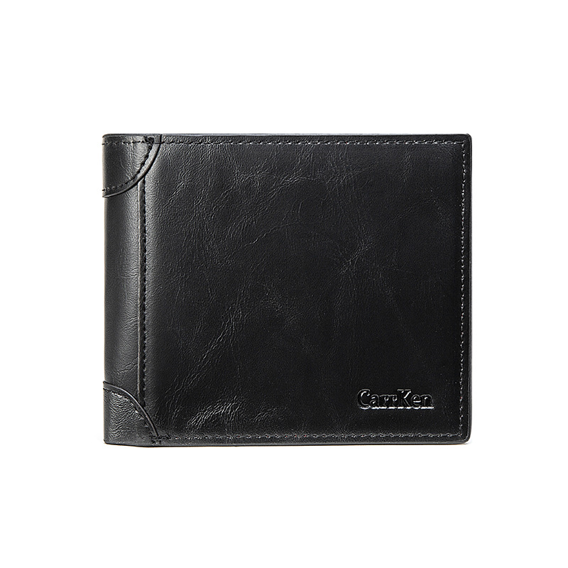 Men's Plaid Embossed Tri-fold Business Leather Wallet - Temu