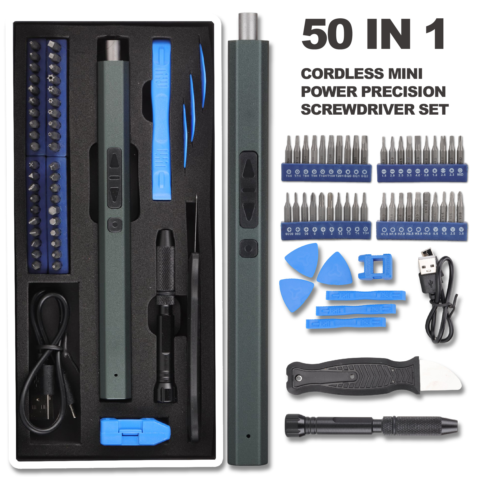 Electric Screwdriver Set, ELGOTAN 51 in 1 Small Cordless Precision  Screwdriver Set with 48 Magnetic Bits