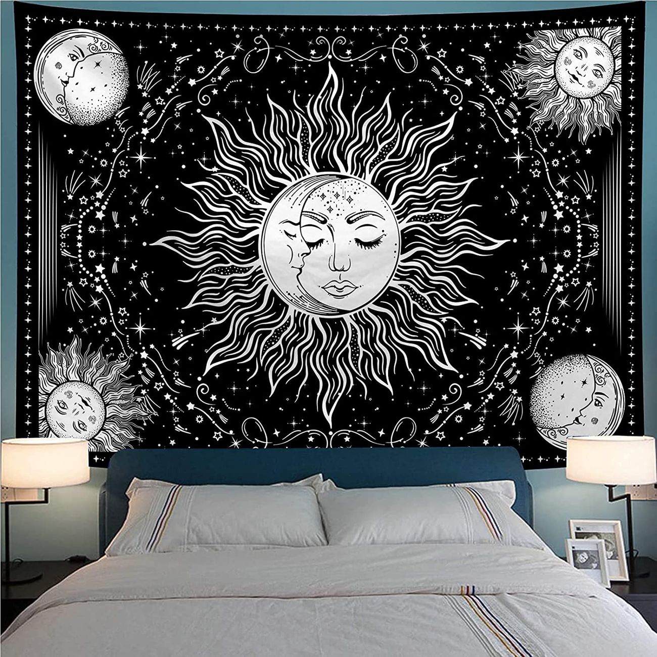 1pc Sun And Moon Tapestry Wall Hanging, Black And White Tapestries Star  Space Tapestry For Wall Decor, Living Room Bedroom Decor - Home  Kitchen -  Temu