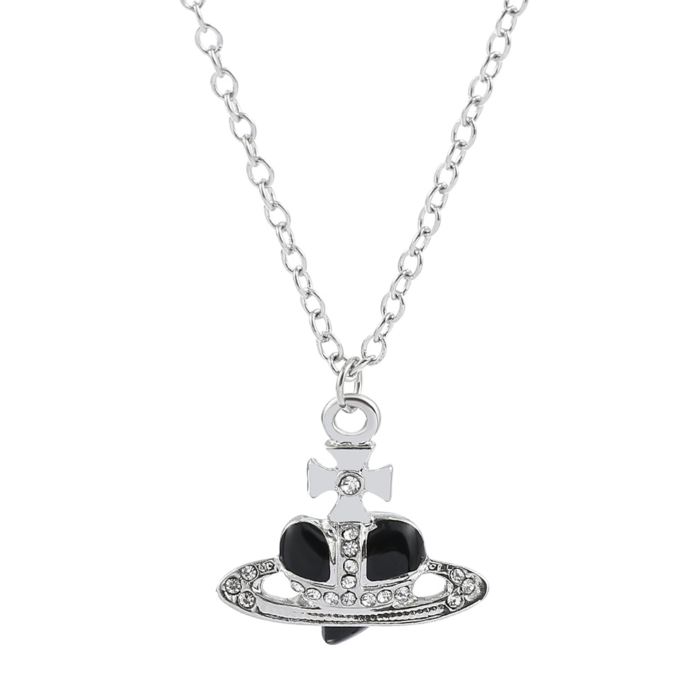 Heart Chain Necklace Rhinestone Pendant Vintage Jewelry