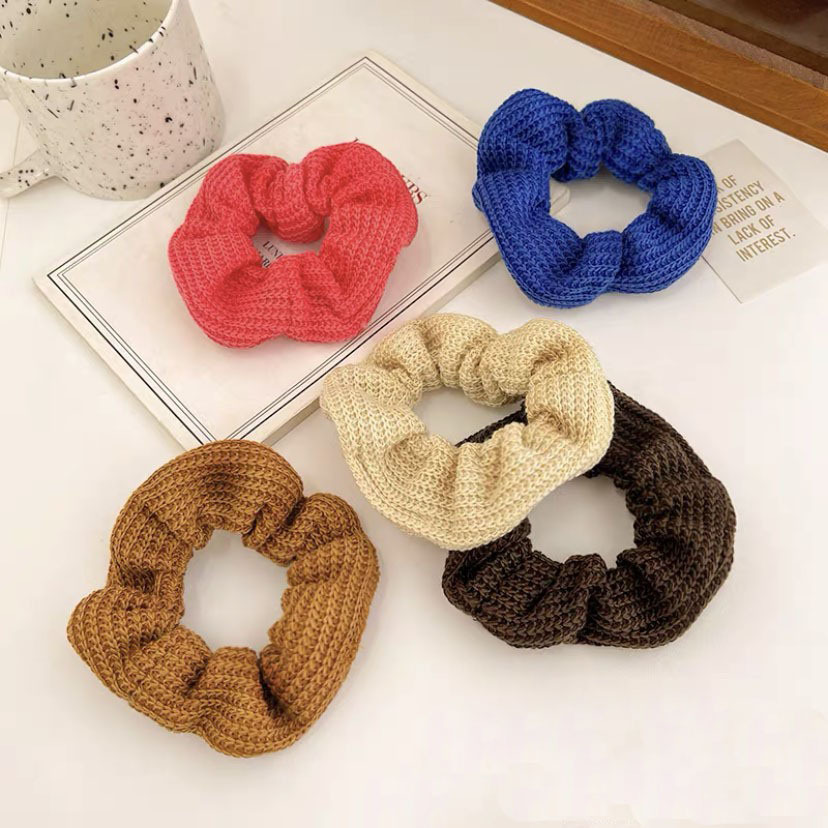 Knit Scrunchies Candy Hair Ties Elastic Ponytail Holders