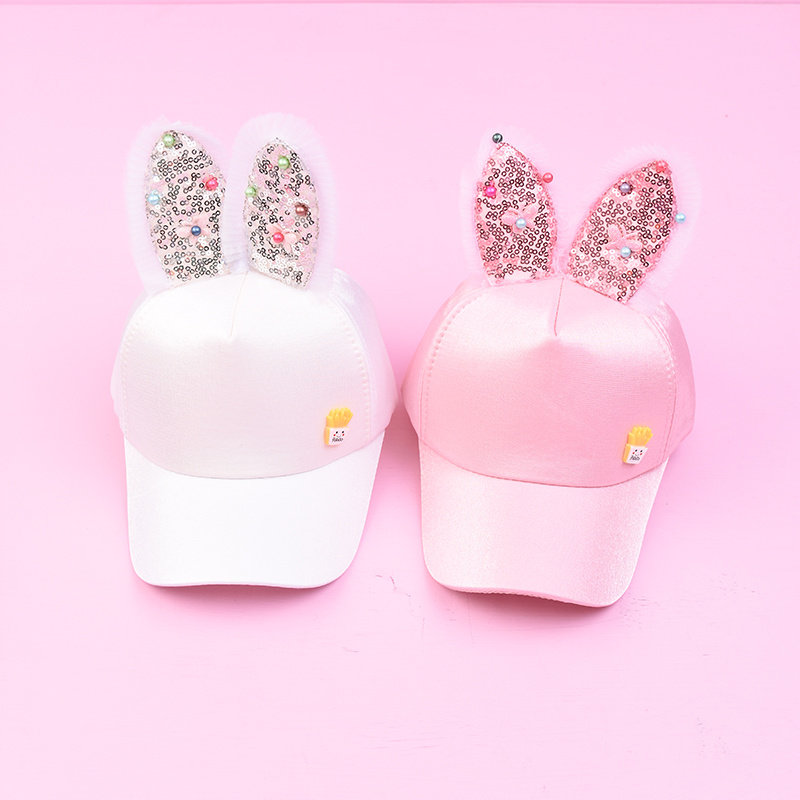 Kids Sequin Bunny Ears Baseball Cap Fries Patch Sun - Temu New Zealand