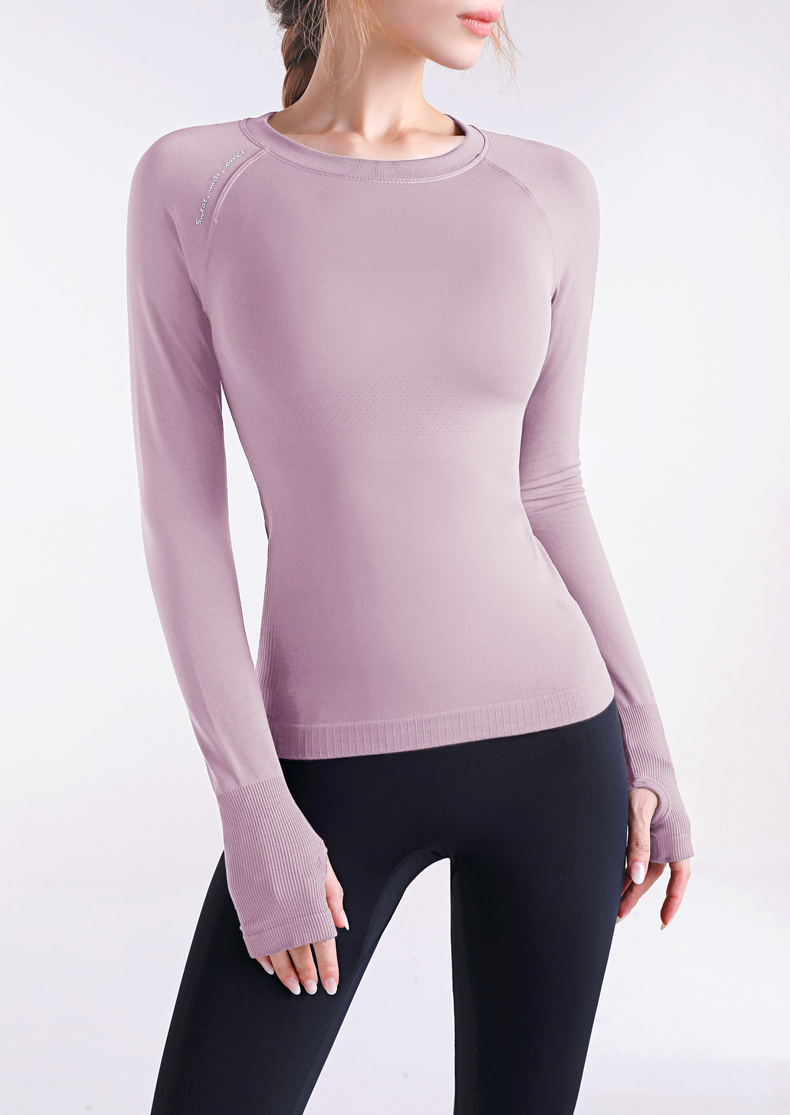 Womens High Cotton Blend Performance Long Sleeve Ruched Activewear Top in  Pure Color - zhaorg in 2023