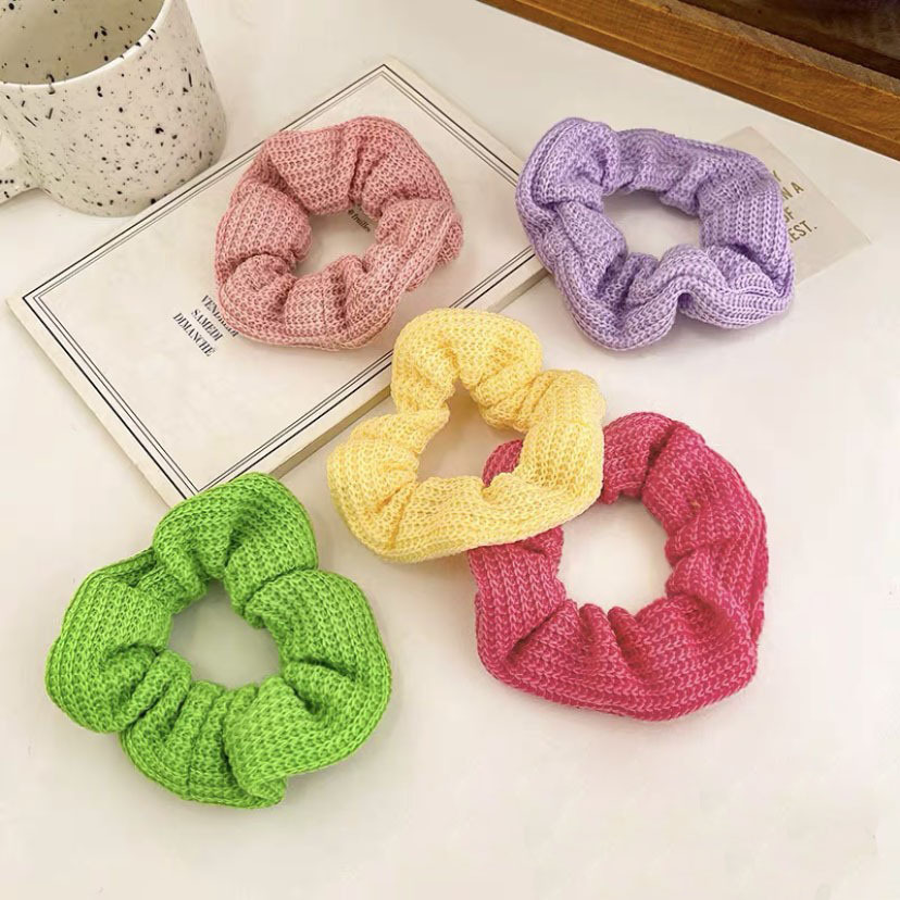 Knit Scrunchies Candy Hair Ties Elastic Ponytail Holders