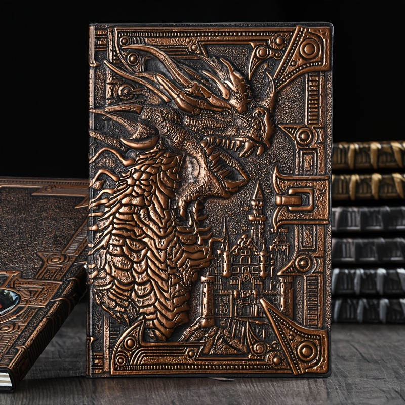 Dragon grimoire - A5 book, veg tanned leather. Embossed and toned by hand.  - Dragonarium