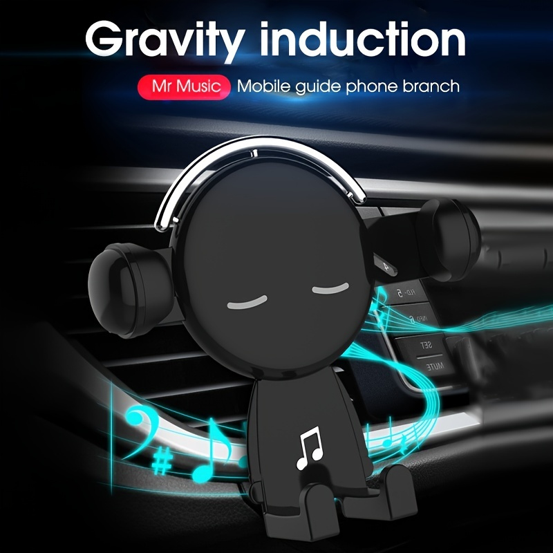 Mr. Music Car Mobile Phone Holder, Car Air Vent Clip Phone Mounting Bracket, GPS Navigation 360° Rotation Phone Stand Rack For Car Interior