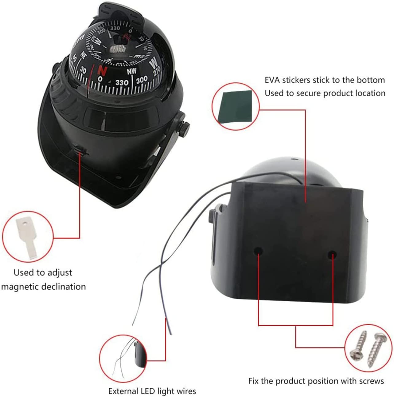 Highprecision Led Electronic Compass For Boats And Cars Temu