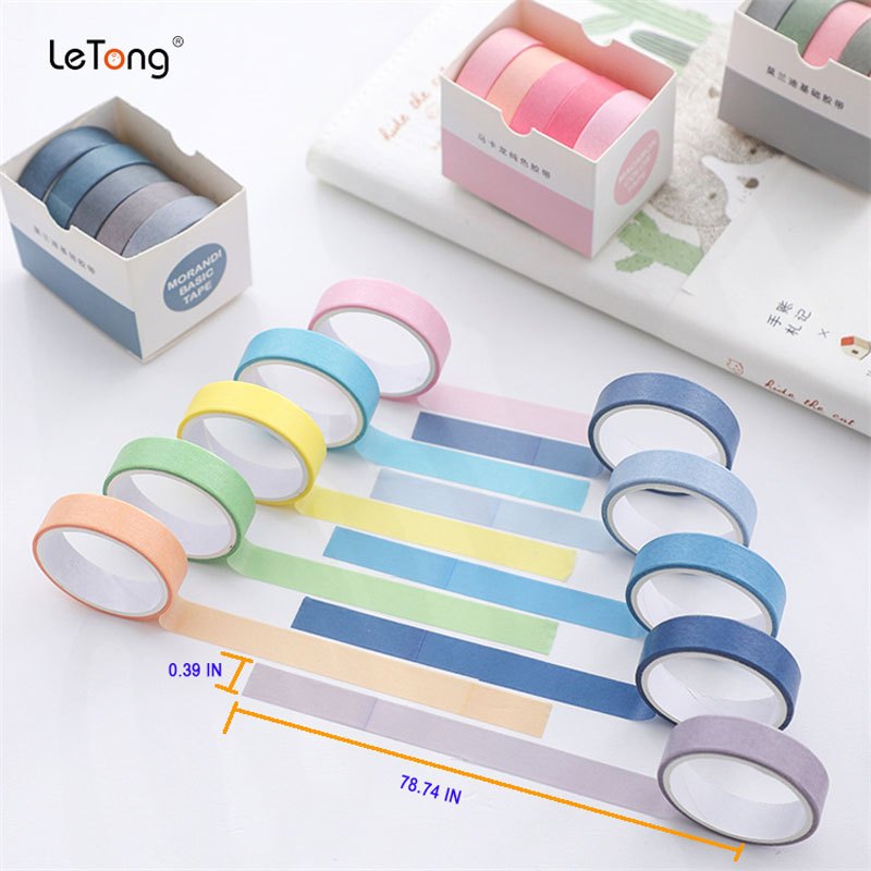 5Rolls/box Solid Color Washi Tape Set Decorative Masking Tape Cute