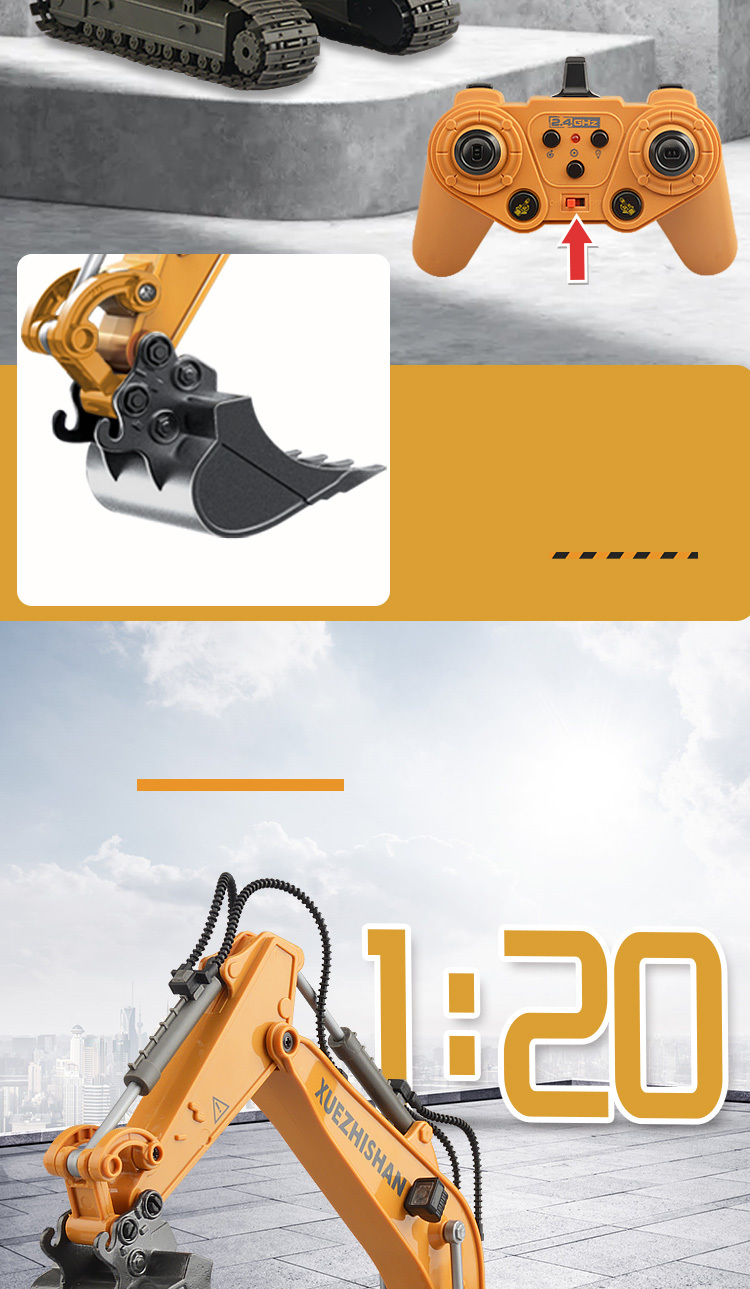 Children's Large Remote Control Excavator 11 channel Crawler Temu