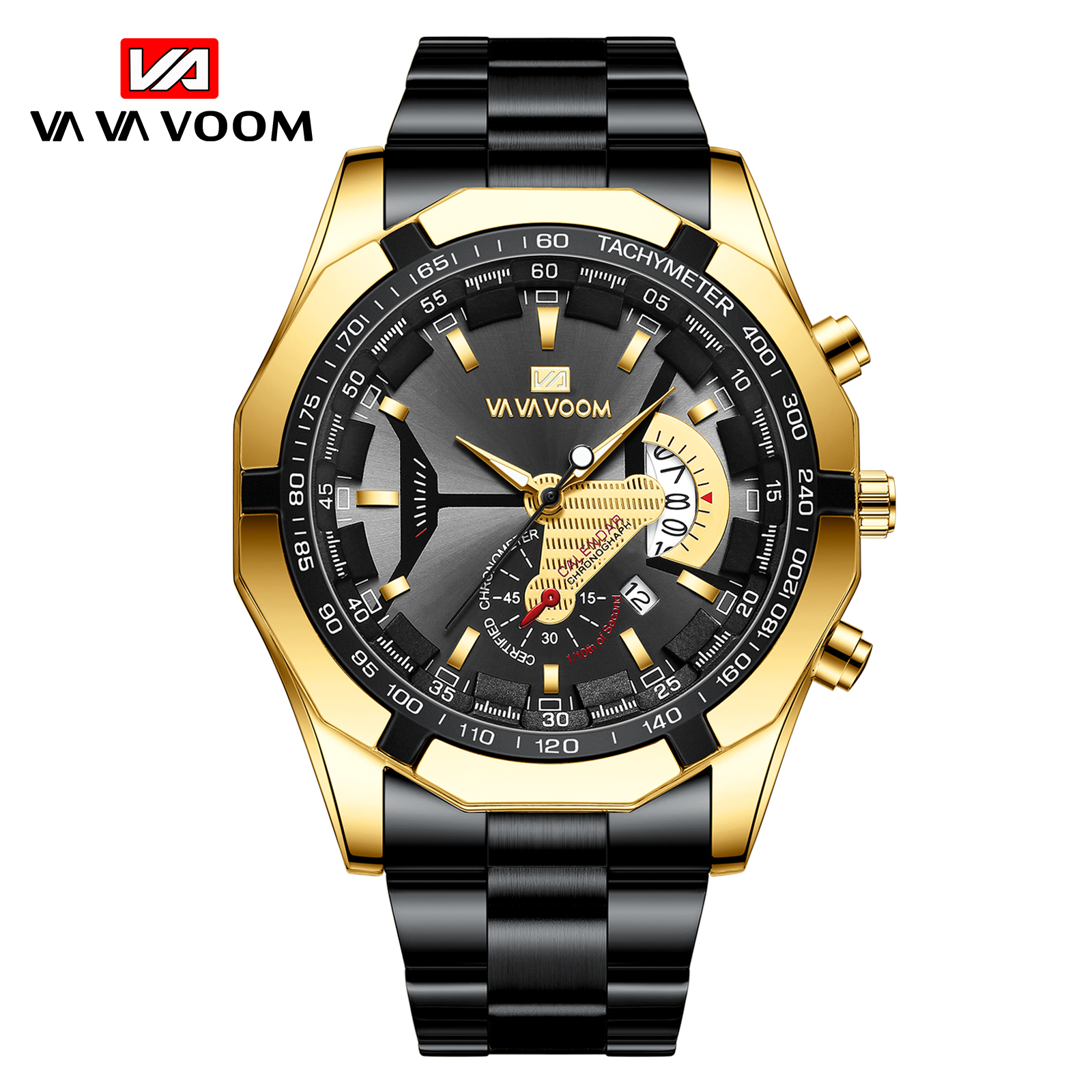 VAVA VOOM Classic Business Mans Watches Quartz Watch Luxury Men's Wrist  Watch Black Gold Stainless Steel Waterproof Wristwatch