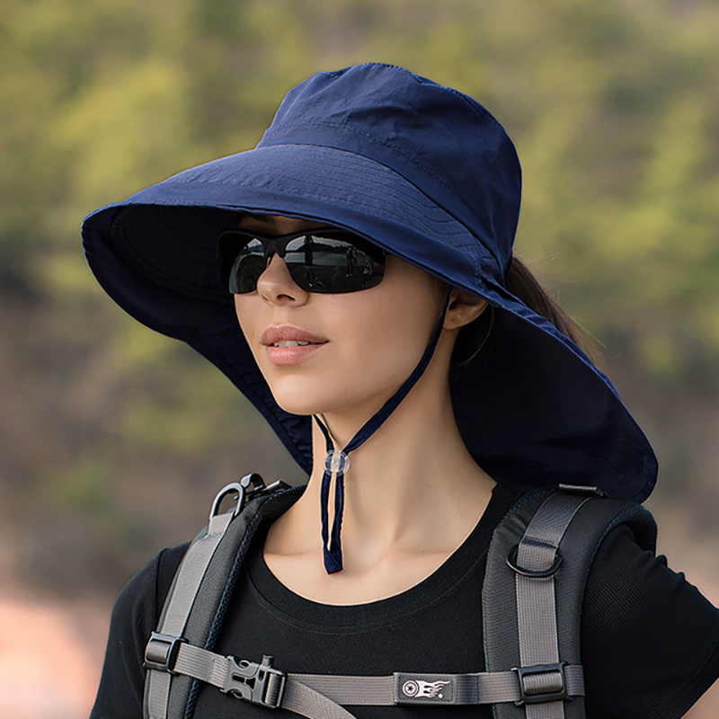 Summer Women Bucket Hat with Shawl and Veil Breathable Mesh Outdoor Hiking  Fishing Horsetail Hat Quick