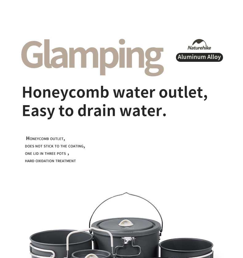 Naturehike Portable Aluminum Camping Cookware Set Lightweight Outdoor