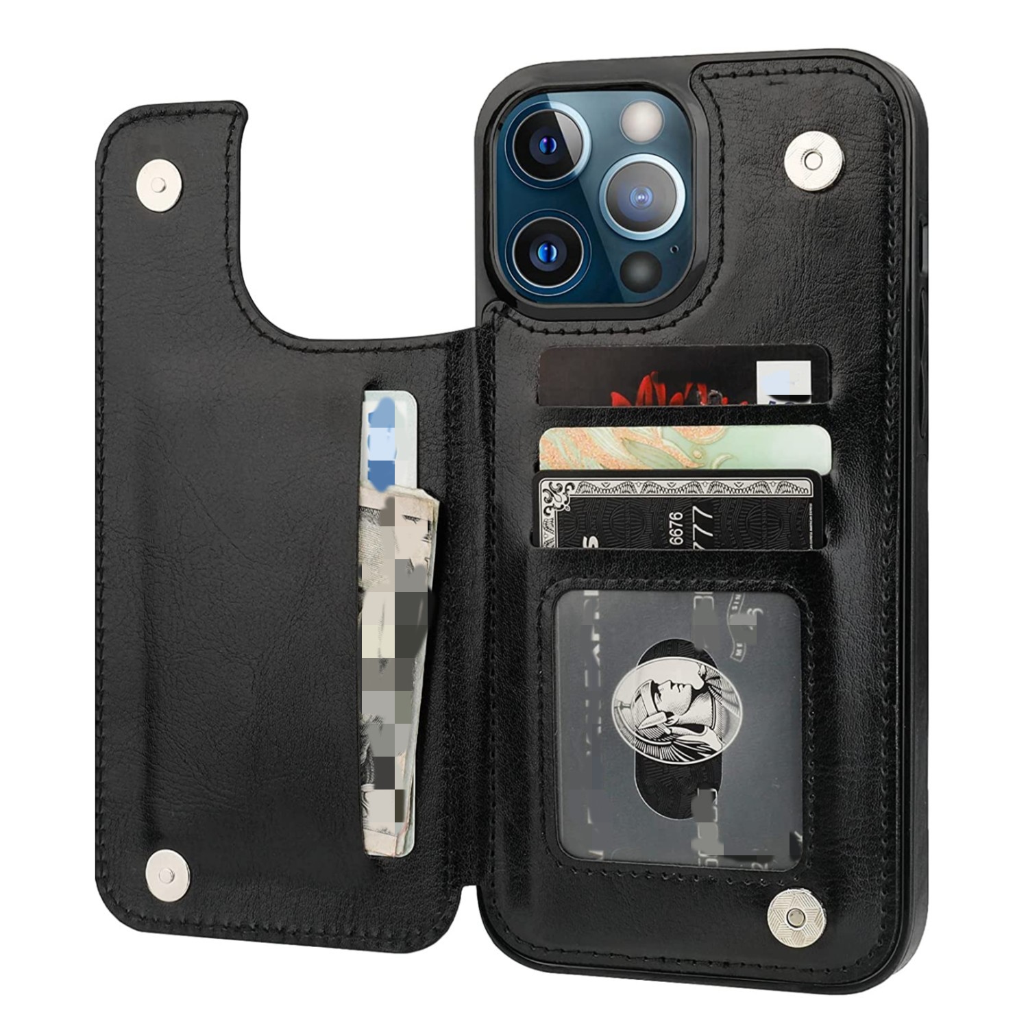 iPhone 14 Case - Shock Absorbing Case with Wallet 3-Card Slot