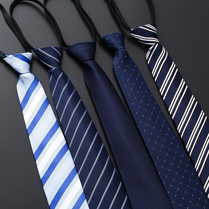 1pc Blue Striped Zip Tie for Men's Business Dress, Groom Wedding, and Formal Occasions - Easy to Wear and Stylish , Ideal choice for Gifts