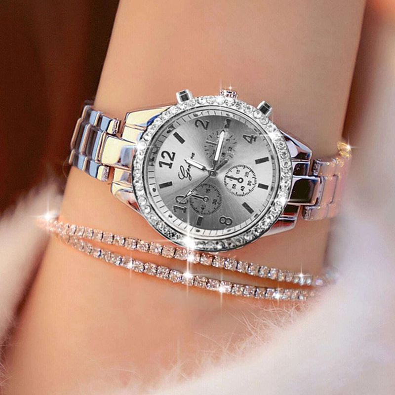 Rhinestone Women Watches Golden Watch Ladies Wrist - Temu