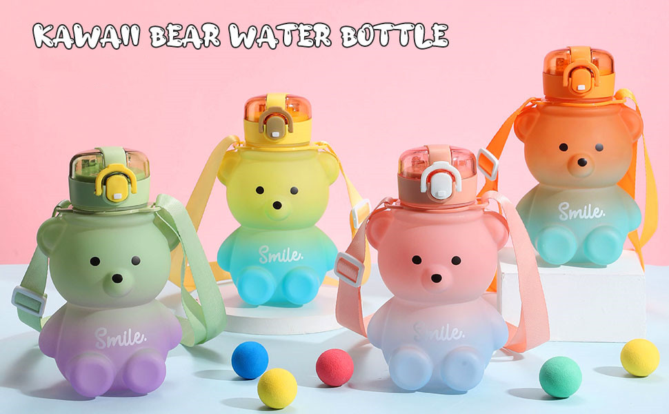 ORINEWS Kawaii Water Bottle - Cute Water Bottles with Straw and