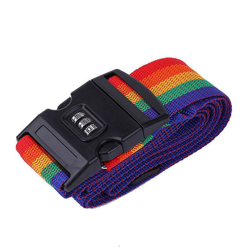 1pcs Adjustable Rainbow Luggage Belt Suitcase Strap for Safe Travel Baggage  Tie Down Belt Accessories 