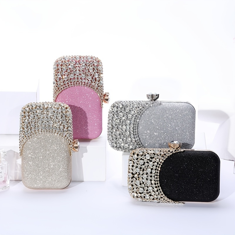 Luxury Designer Acrylic Box Handbag Women Glitter Shiny Rhinestone Diamond  tassel Evening Bag Wedding Party Clutch Purse B548