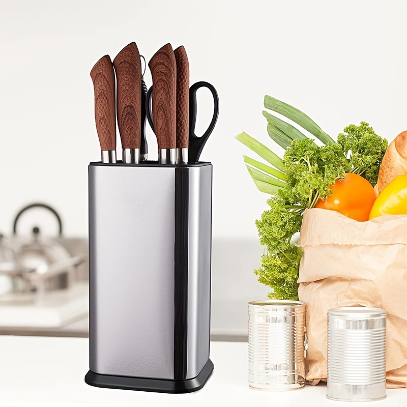 1pc Universal Knife Block Without Knives, Kitchen Knife Holder For Kitchen  Counter, Knife Organizer, Modern Knife Storage Fingerprint Resistant  Stainless Steel, Anti-slip Base (knives Not Included) - Home & Kitchen -  Temu