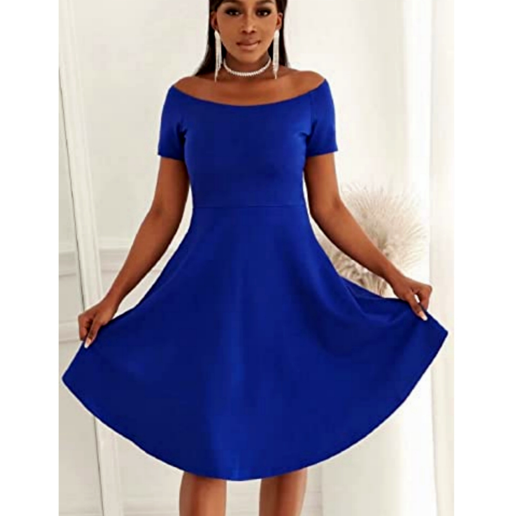 Shoulder Elegant Dress Solid Slim Dress Season Women's - Temu