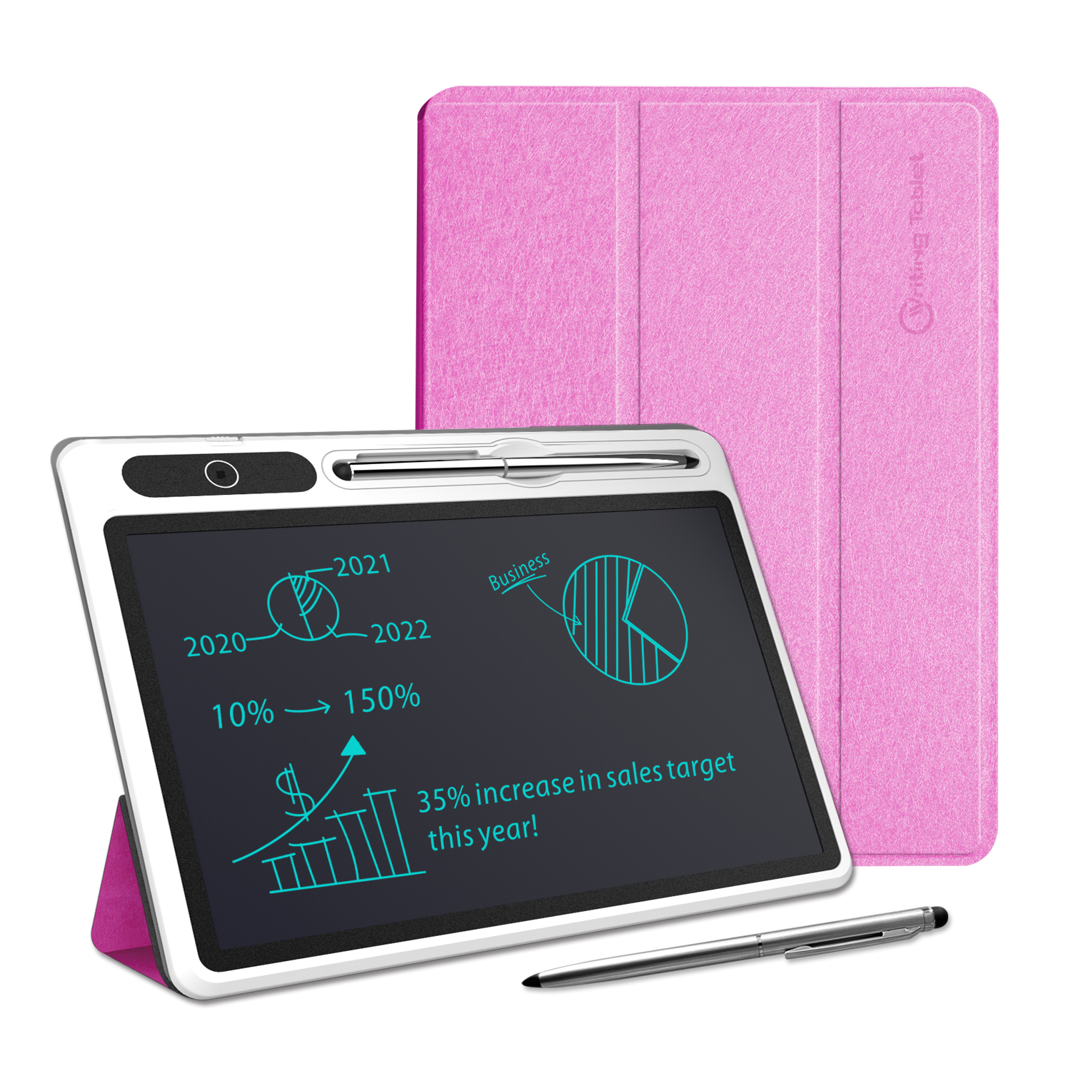 Cahier à écran LCD de 25,4 cm, Tablette d'écriture LCD avec étui de  protection en similicuir, Tableau de dessin électronique pour bloc-notes  numérique