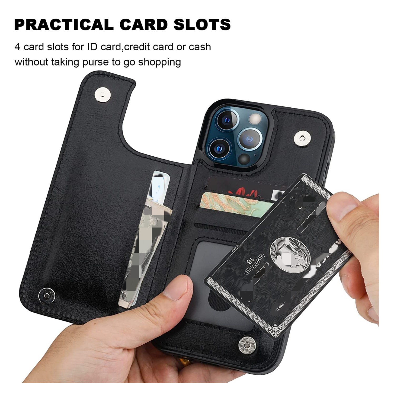 For Iphone 14 Plus 13 12 11 Pro Max Wallet Case With Card Holder, Pu  Leather Case With Ring Stand Detachable Wrist Strap - Temu Israel