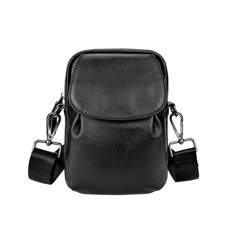 Vintage Camera Shoulder Bag Cowhide Leather Women Small Crossbody Bag (Black)