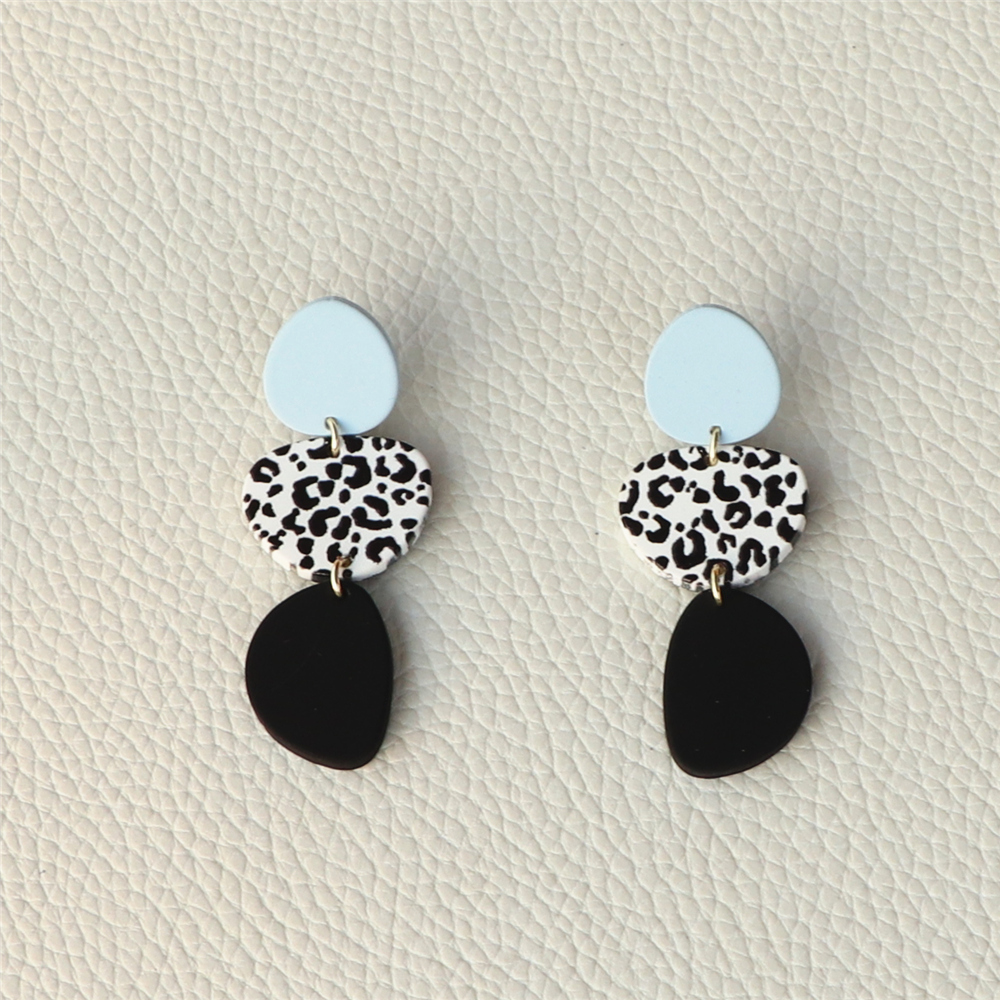 Geometric Shape Cow Pattern Dangle Earrings Acrylic Jewelry Daily Wear Accessories Delicate Gift For Women