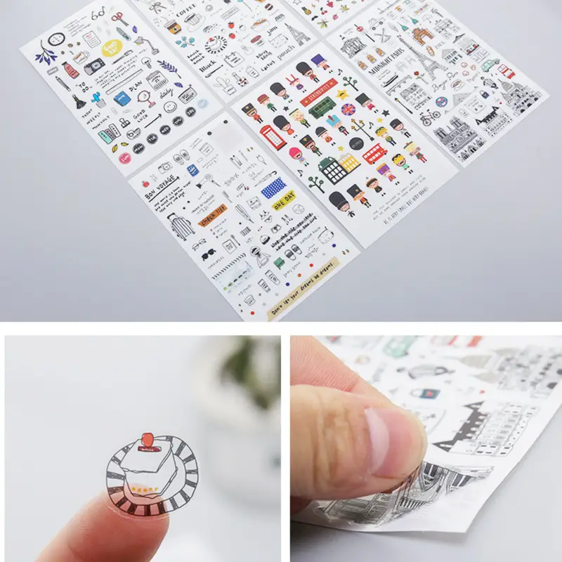 6pcs Scrapbook Stickers DIY Cartoon Stickers For Scrapbook Diary Photo Album Magazine Gift For Kids
