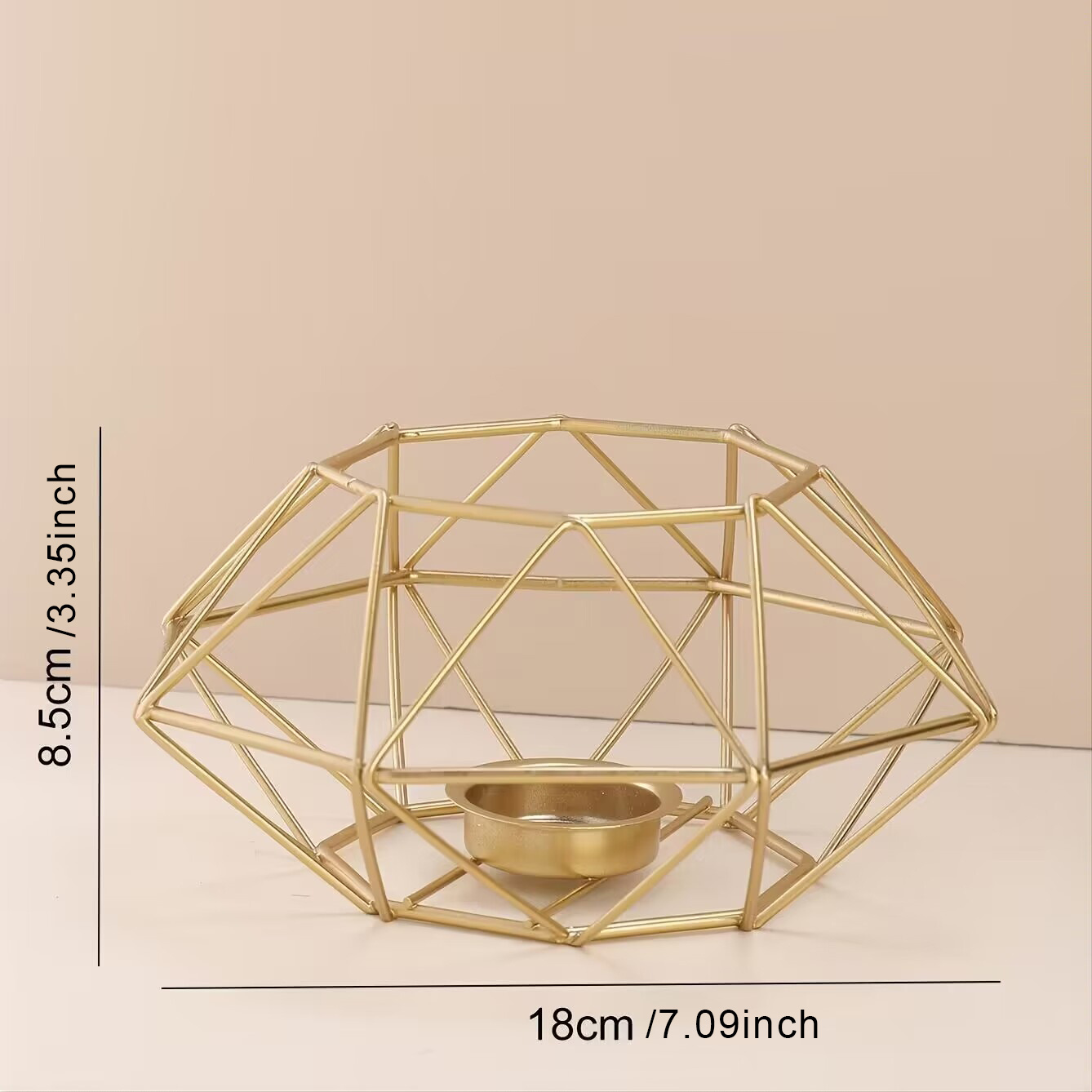 Golden Metal Candle Holder, Hollow Candlestick, Tea Light Candle Holder