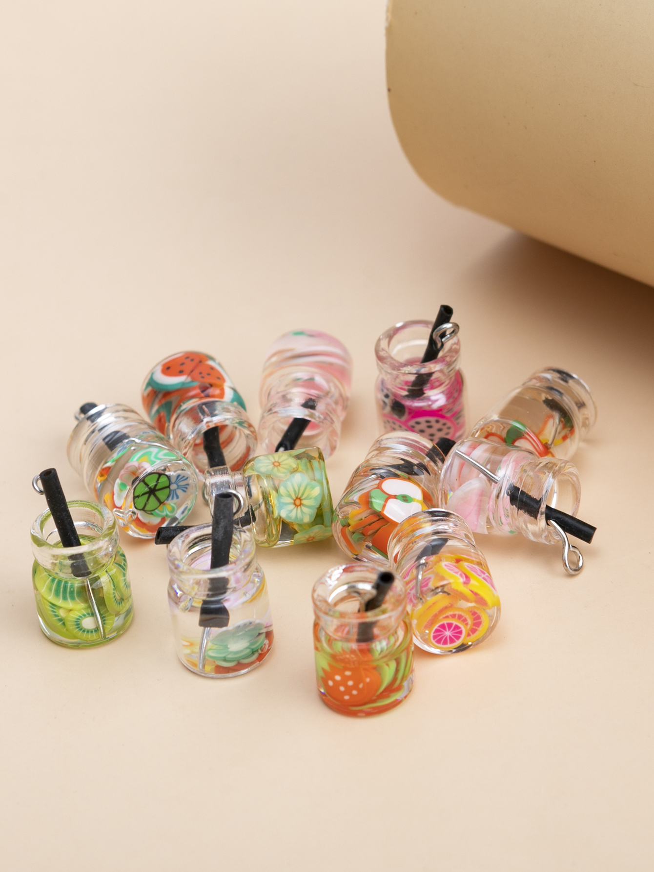 10pcs 8-30 Styles Mix Glass Bottles Milk Tea Cup Ball Earring Charms DIY Findings Keychain Bracelets Pendant for Jewelry Making,Temu