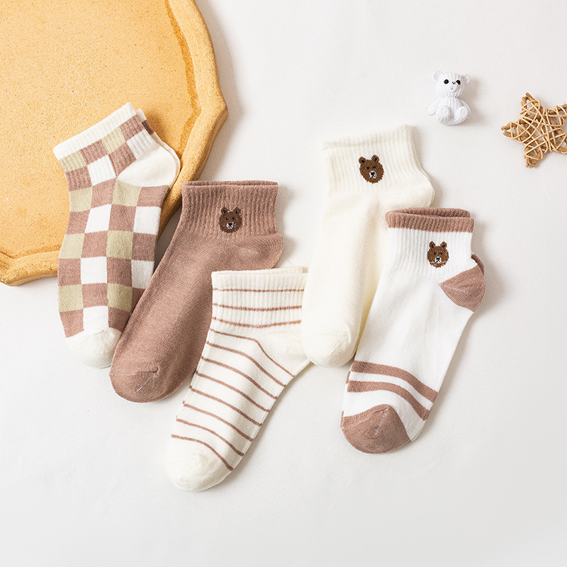 Teddy Bear Ankle Socks Comfy Cute Crew Short Socks Women's - Temu