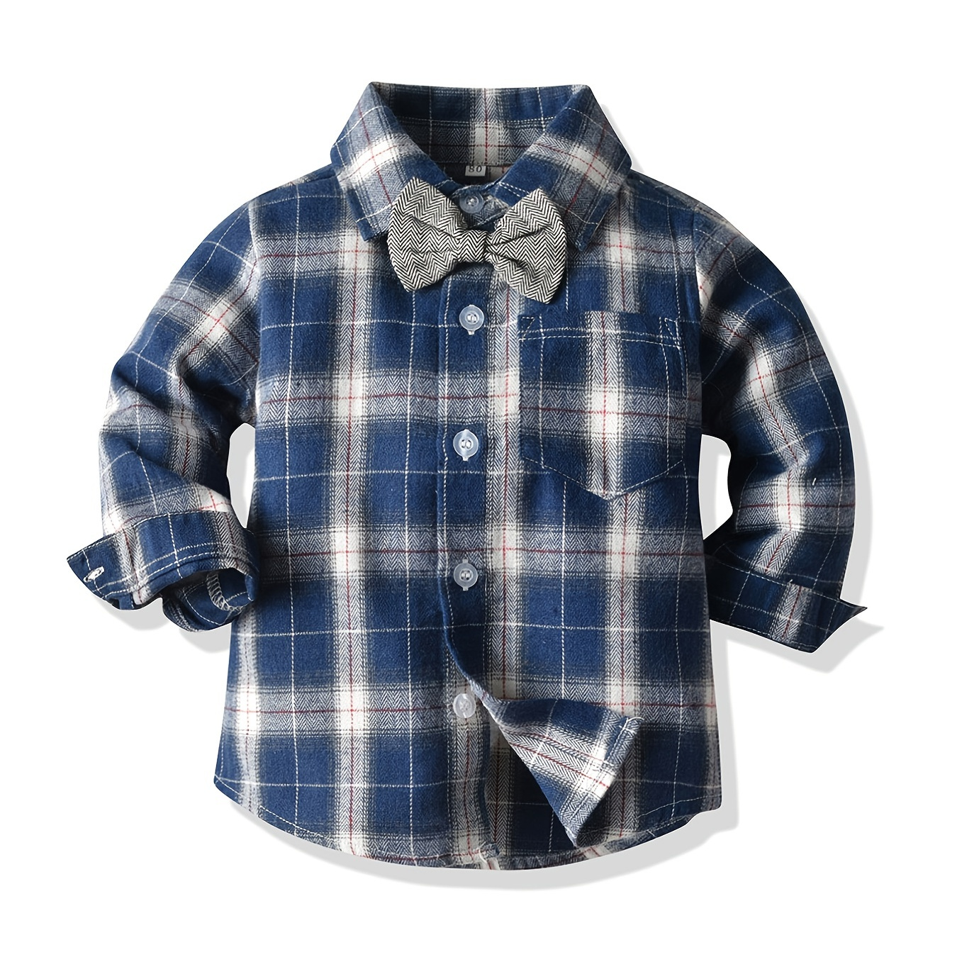 

Baby Boys Plaid Shirts Button Down Bowtie Long Sleeve Tops Kids Clothes