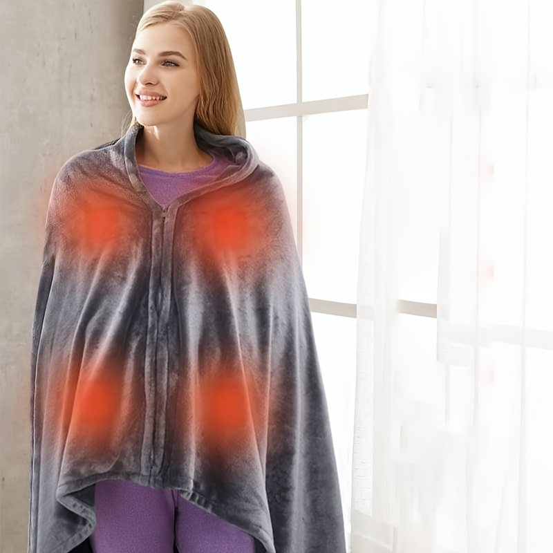 Plush Heated Shawl For Office And Lap, Wearable Heated Poncho With ...